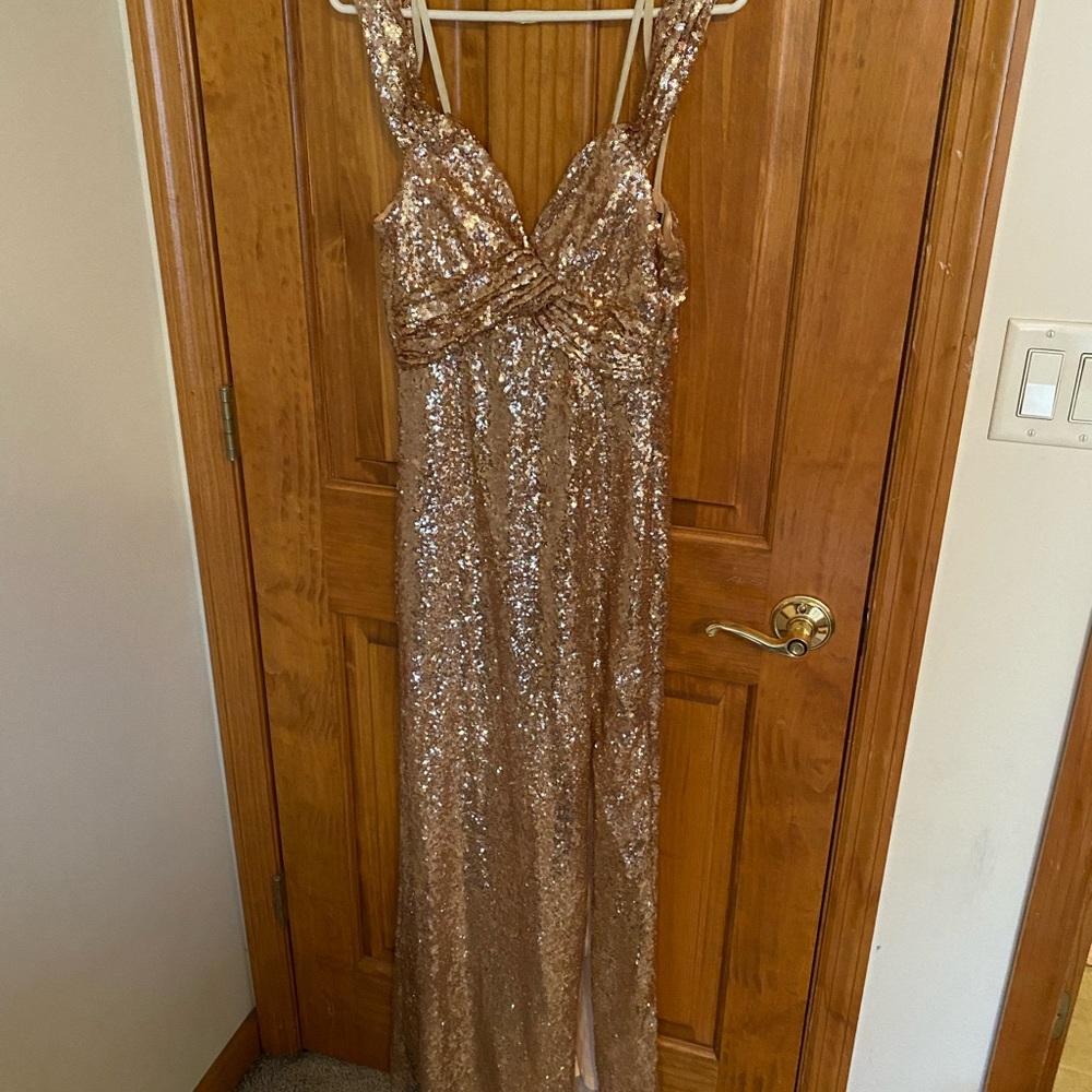 Gold sequin long dress